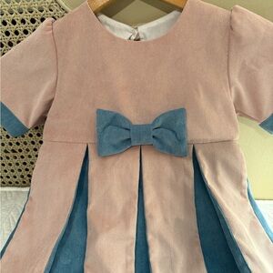 Dondolo and Blue Pink Dress with Bow lined corduroy perfect condition child’s 4